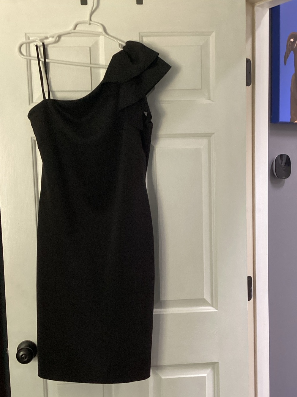 Jessica Howard Black One-Shoulder Ruffle Cocktail Dress